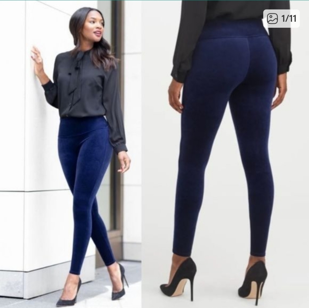 SPANX NWOT Velvet Leggings in Lapis Night Blue Size XL